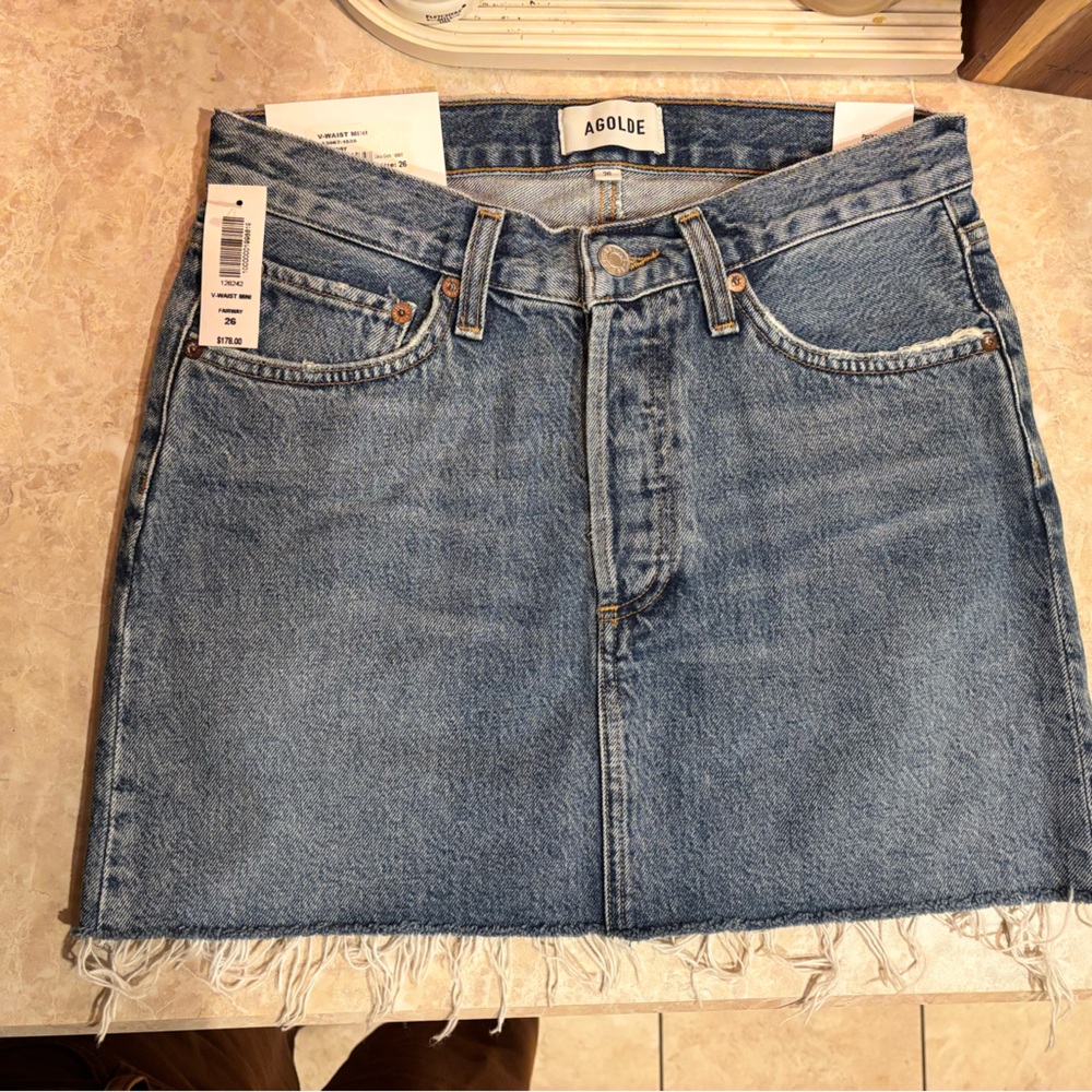 Agolde Light Blue Denim Mini Skirt
